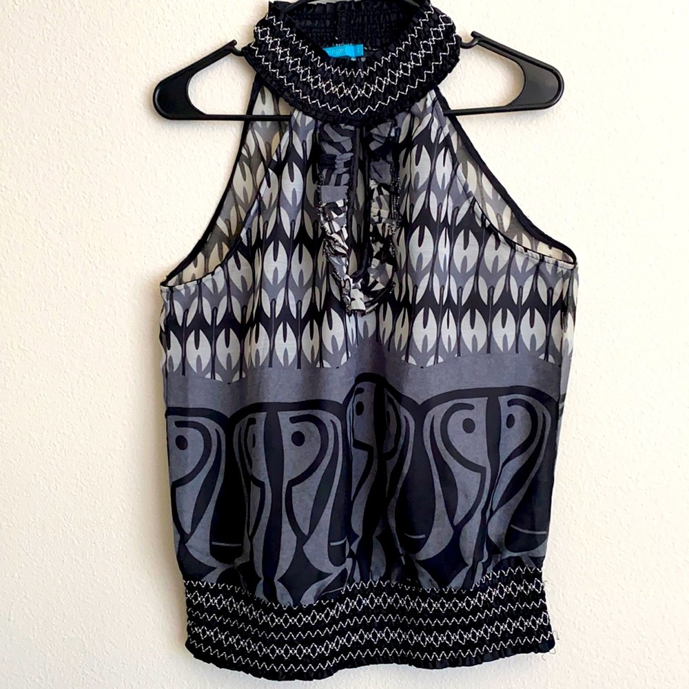 Halter Neck Black Top with Drop shape neck (L)